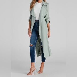 Shift In Season Linen Belted Trench
